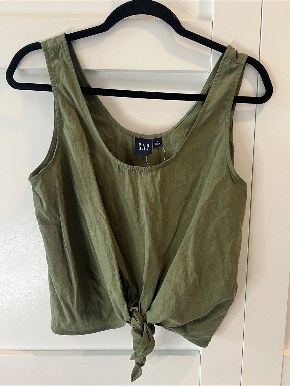 GAP Olive Tie-Front Tank in Green NWT